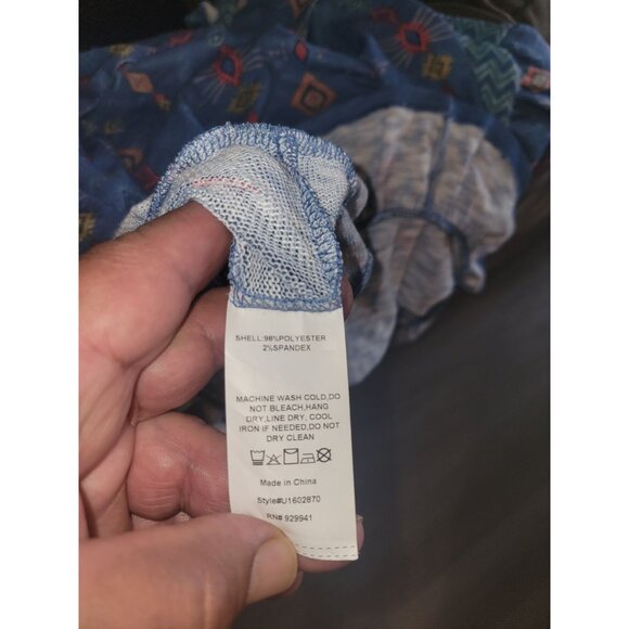 Boho-Chic V-Neck Ruffle Hem Top With Aztec-Inspired Print By Weekend Suzanne Bet - Picture 8 of 8